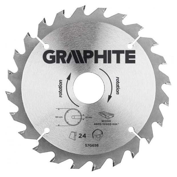 Graphite Cirkelzaagblad – 160x30mm (24 tanden)