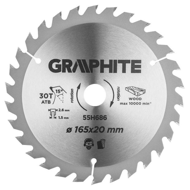 Graphite Cirkelzaagblad – 165x20mm (30 tanden)