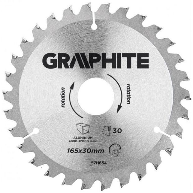 Graphite Cirkelzaagblad voor Aluminium – 165x30mm (30 tanden)