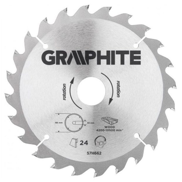 Graphite Cirkelzaagblad – 185x30mm (24 tanden)