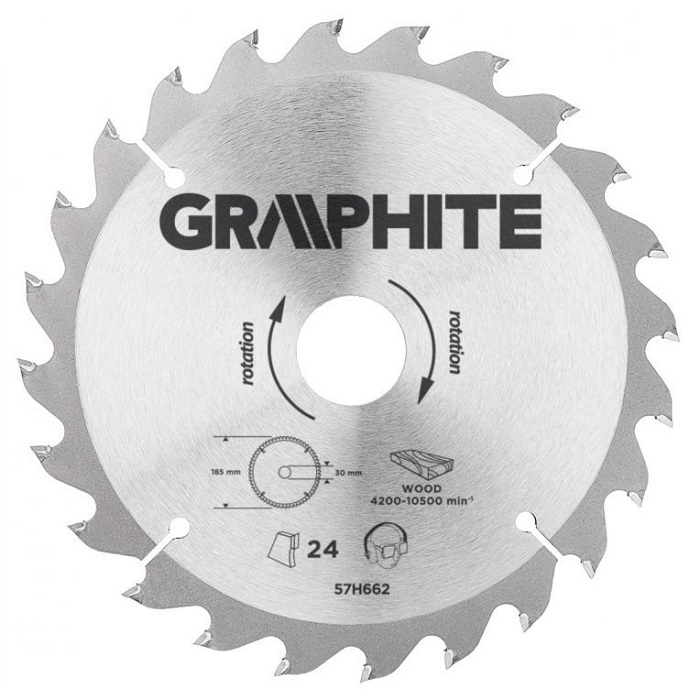 Graphite Cirkelzaagblad - 185x30mm (24 tanden)