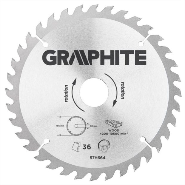 Graphite Cirkelzaagblad – 185x30mm (36 tanden)