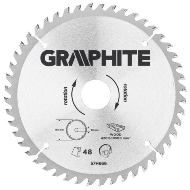 Graphite Cirkelzaagblad – 185x30mm (48 tanden)