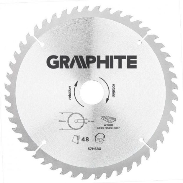 Graphite Cirkelzaagblad – 216x30mm (48 tanden)