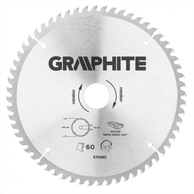 Graphite Cirkelzaagblad – 216x30mm (60 tanden)