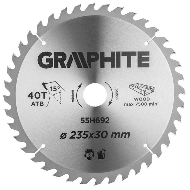 Graphite Cirkelzaagblad – 235x30mm (40 tanden)