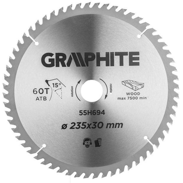 Graphite Cirkelzaagblad – 235x30mm (60 tanden)