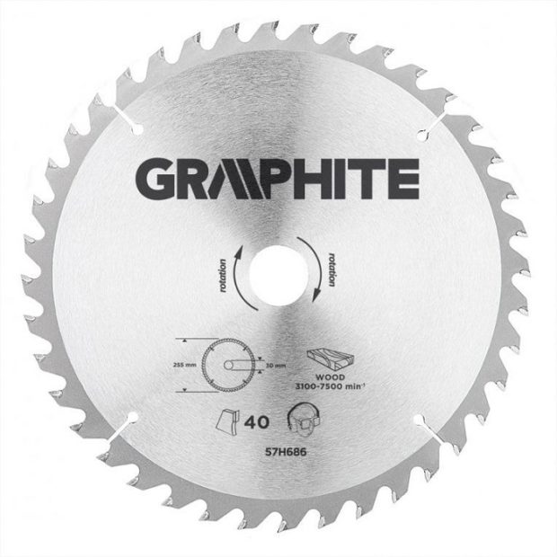 Graphite Cirkelzaagblad – 255x30mm (40 tanden)