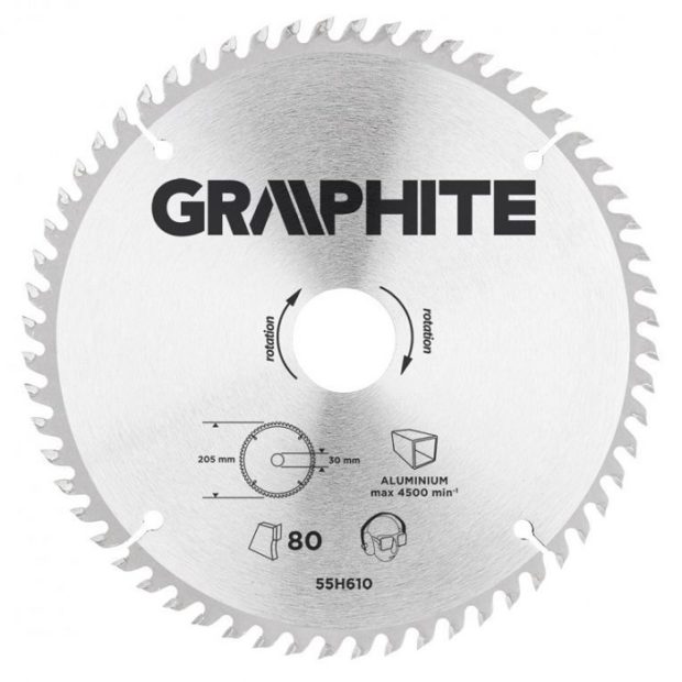 Graphite Cirkelzaagblad voor Aluminium – 205x30mm (100 tanden)