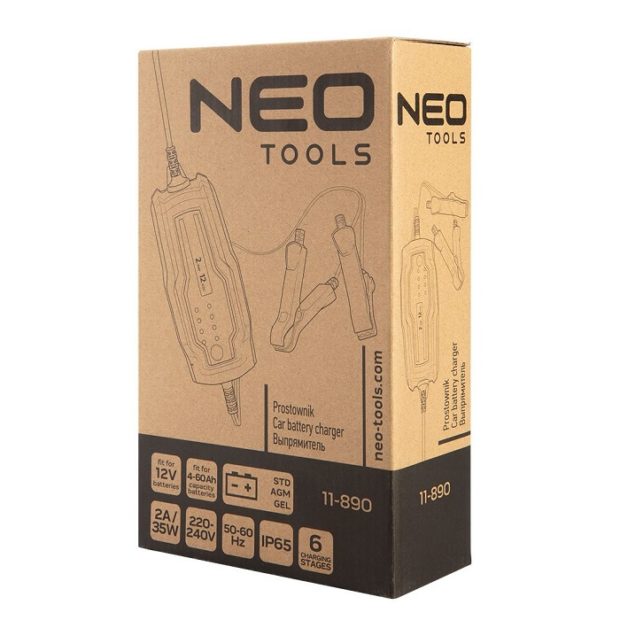 Neo-Tools Acculader 2A/35W, 4-60AH voor 12V accu’s