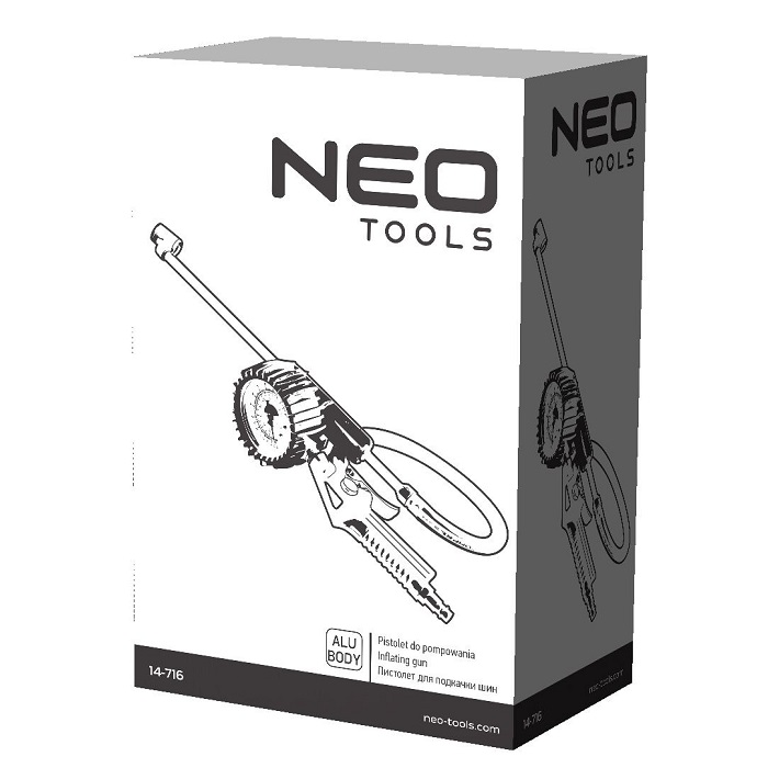Neo-Tools bandenpomp 300mm staaf met manometer (12 bar)